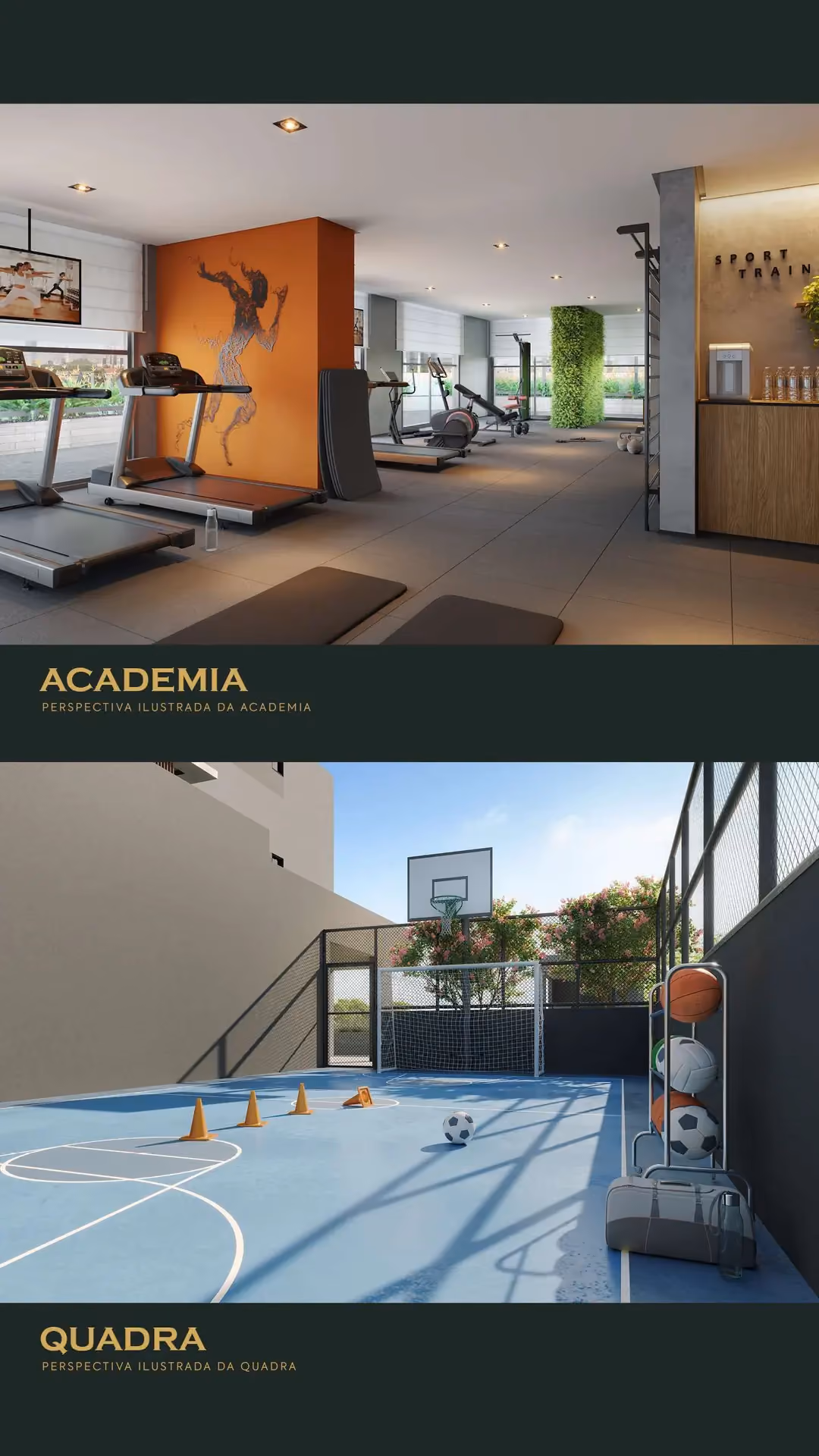 Book do On The Park: academia e quadra